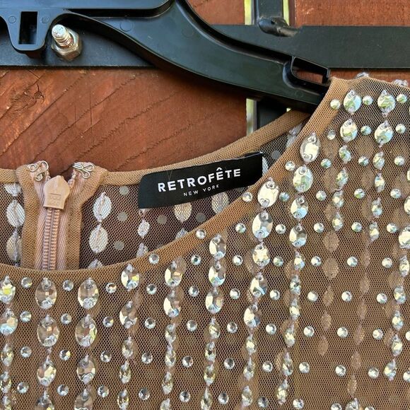 Retrofete Crystal Long sleeve Dress Size Small Nude/Silver - Picture 8 of 10